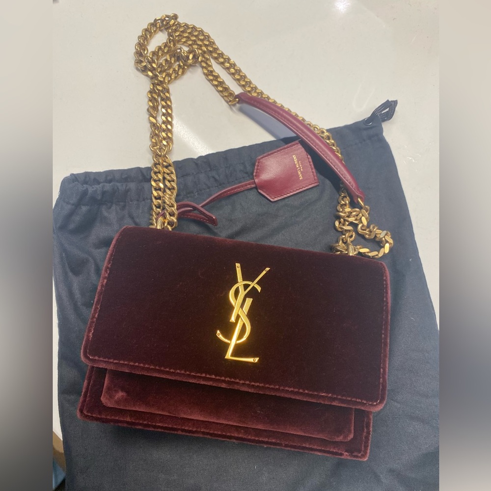 Saint Laurent sunset velvet bag, new